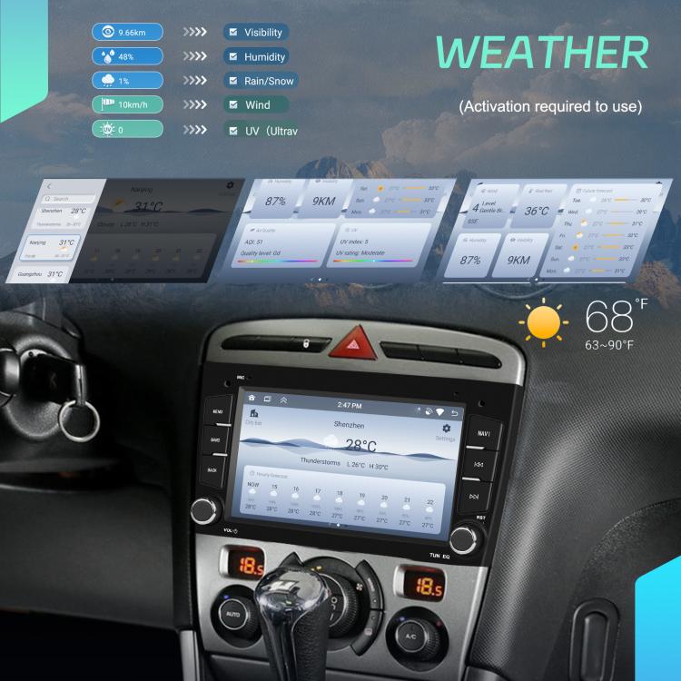 For Peugeot 408 7 inch Horizontal Screen Carplay Car Player Car Navigation Center Control, Standard, Standard+AHD