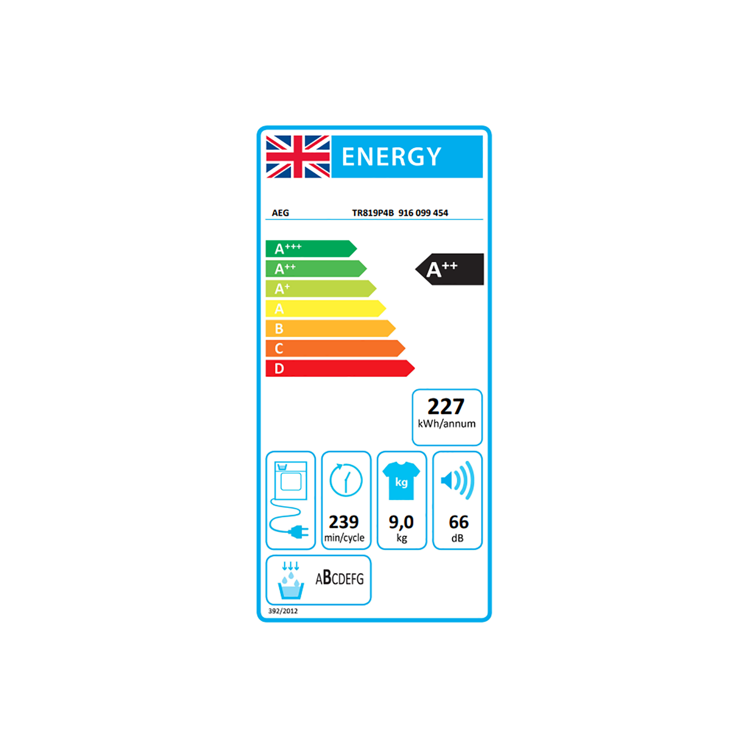 AEG SensiDry Technology 9Kg Heat Pump Tumble Dryer - White