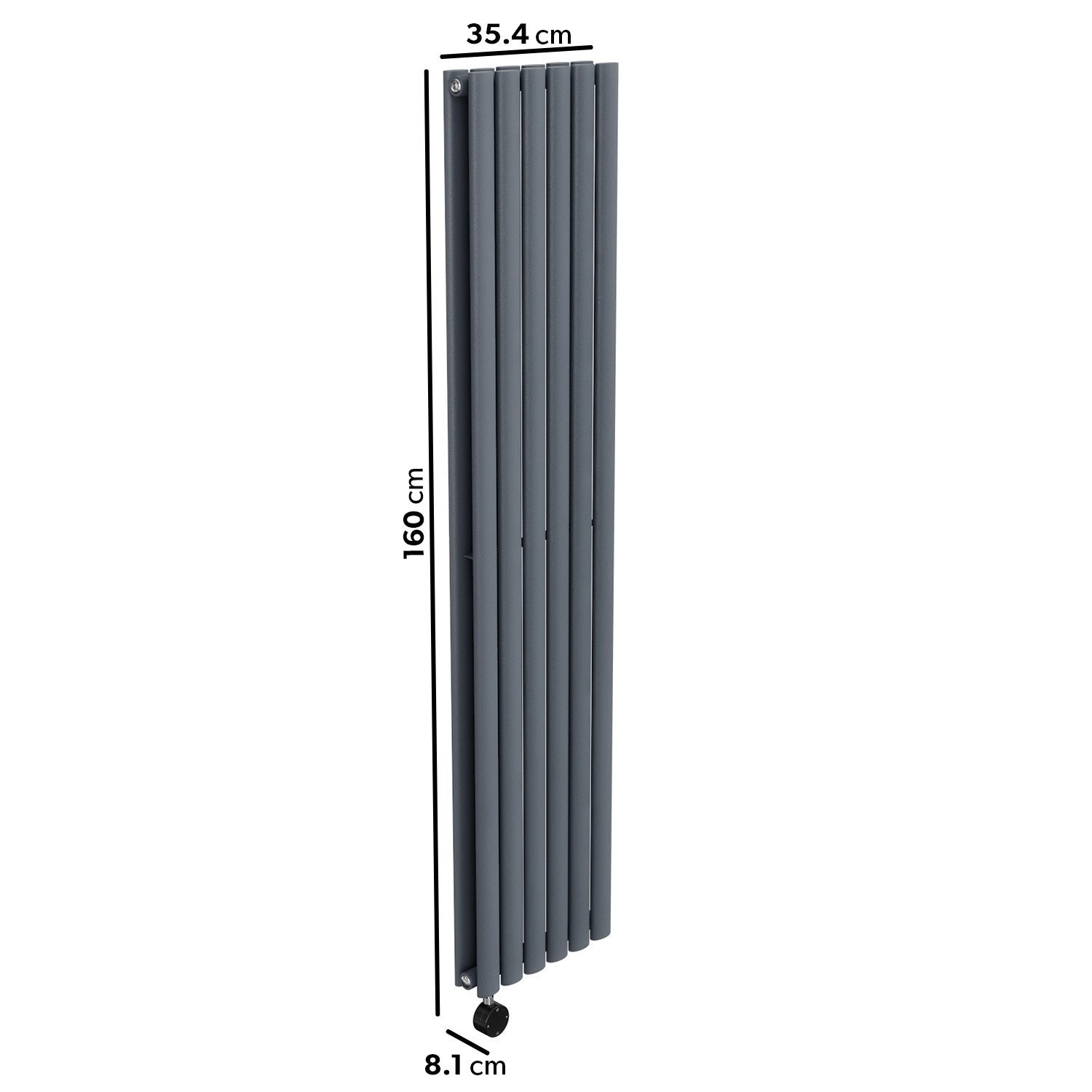Anthracite Electric Vertical Designer Radiator 1.2kW with Wifi Thermostat - Double Panel H1600xW354mm - IPX4 Bathroom Safe