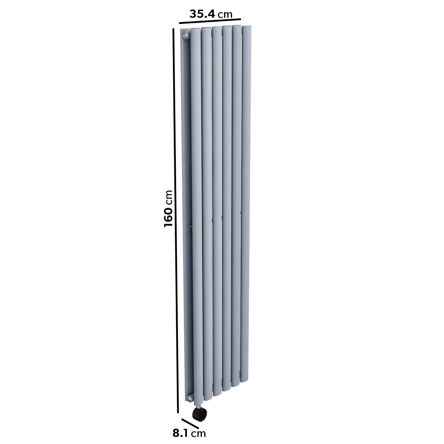 Light Grey Electric Vertical Designer Radiator 1.2kW with Wifi Thermostat - Double Panel H1600xW354mm - IPX4 Bathroom Safe