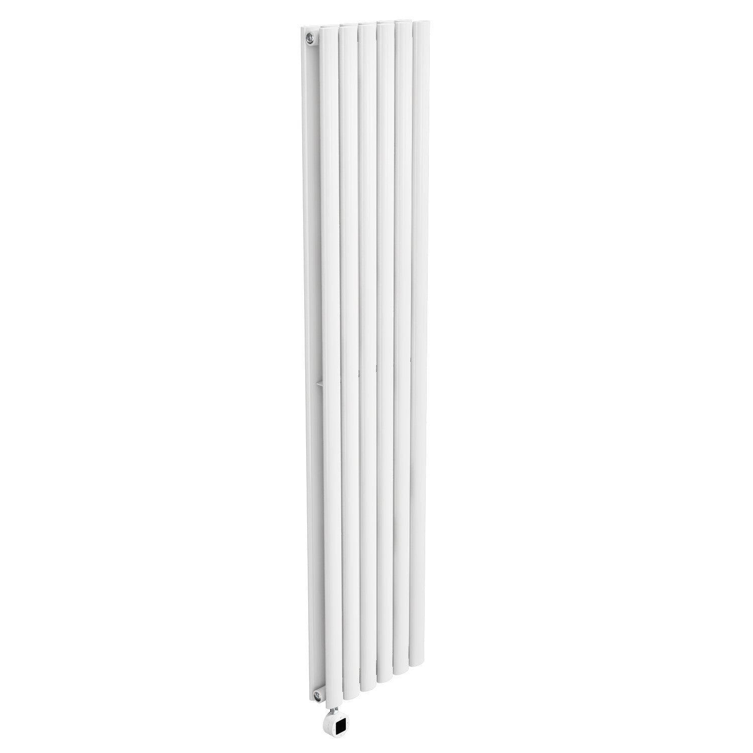 White Electric Vertical Designer Radiator 1.2kW with Wifi Thermostat - Double Panel H1600xW354mm - IPX4 Bathroom Safe