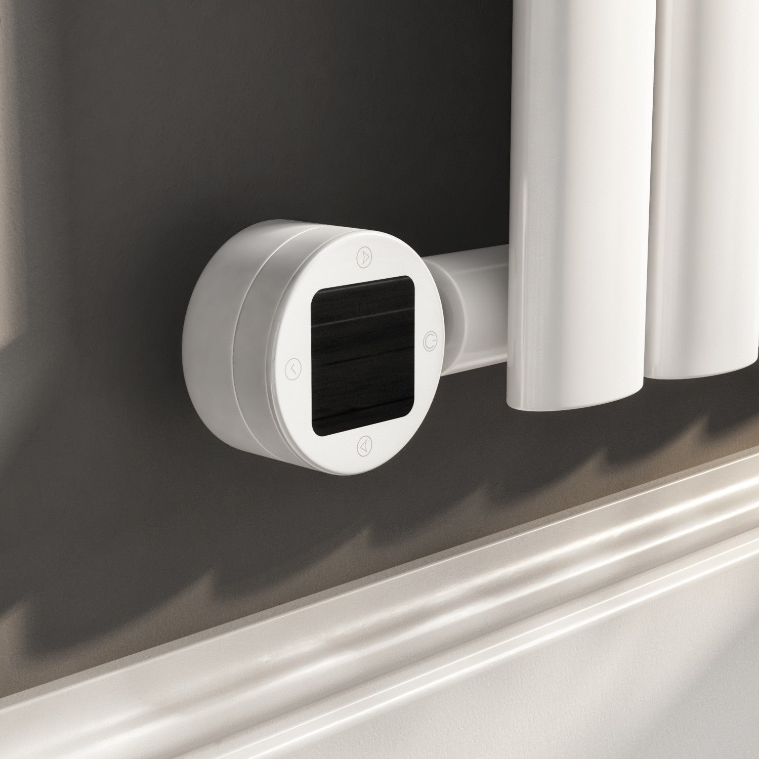 White Electric Vertical Designer Radiator 1.2kW with Wifi Thermostat - Double Panel H1600xW354mm - IPX4 Bathroom Safe