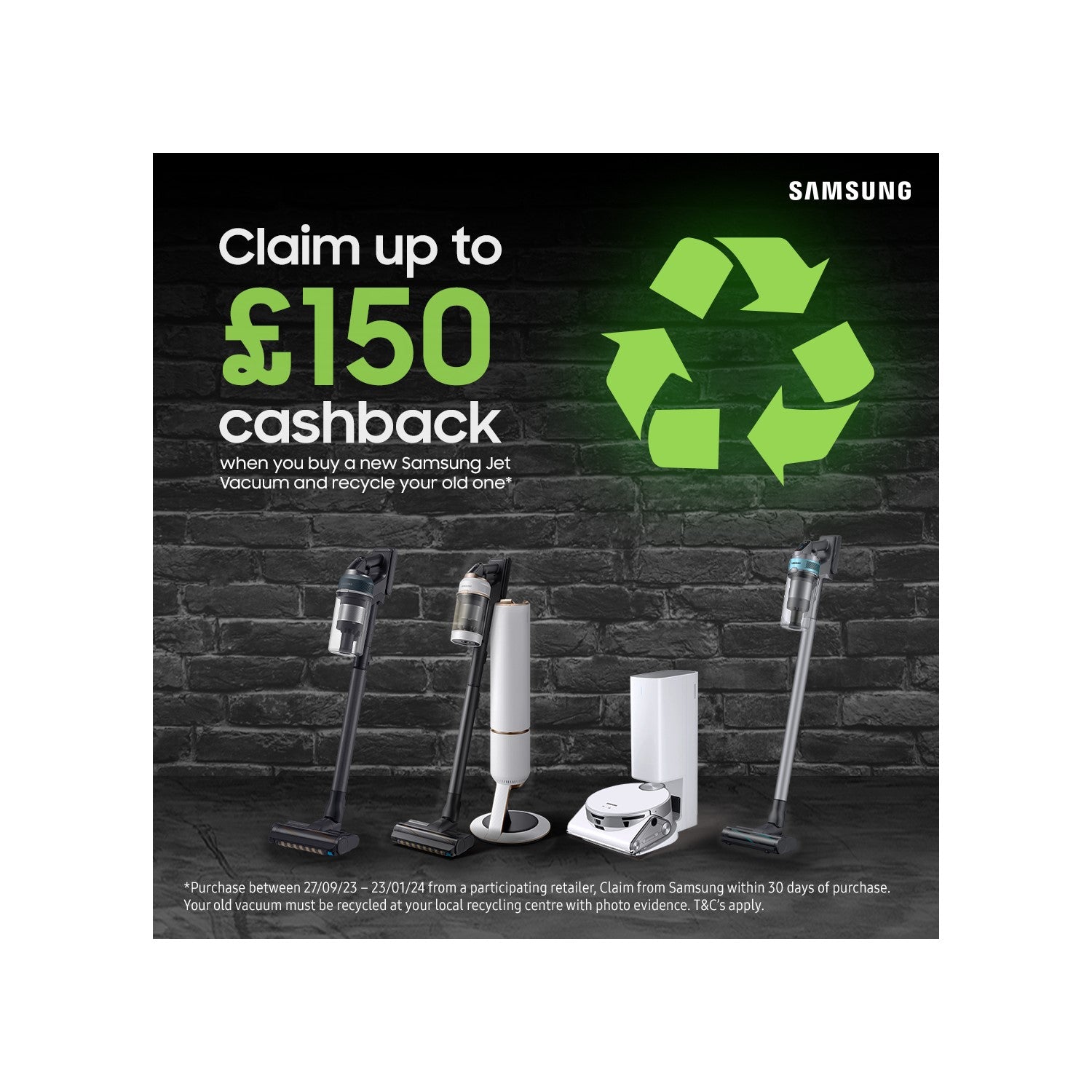 Refurbished Samsung Jet 70 VS15T7032R1 Pet Cordless Vacuum Cleaner