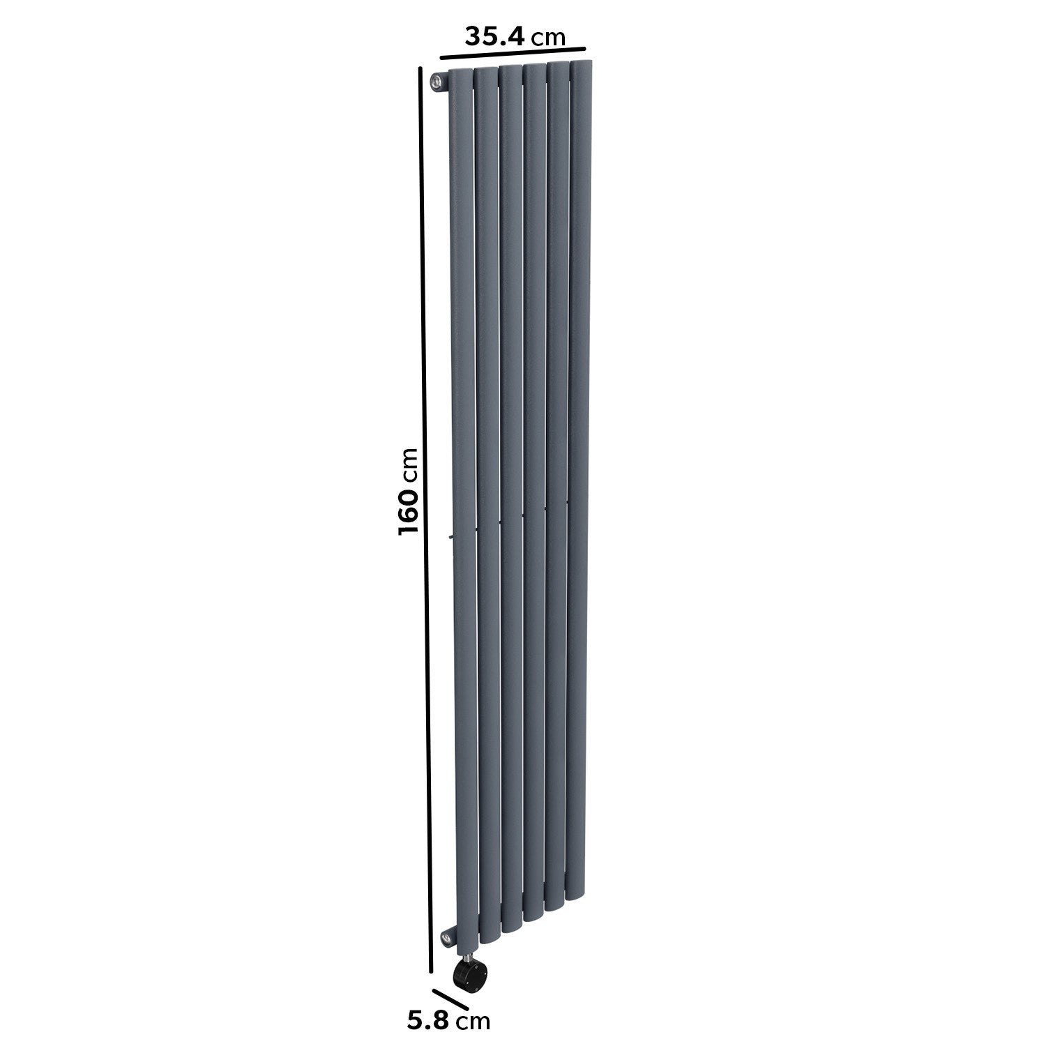 Anthracite Electric Vertical Designer Radiator 1kW with Wifi Thermostat - H1600xW354mm - IPX4 Bathroom Safe