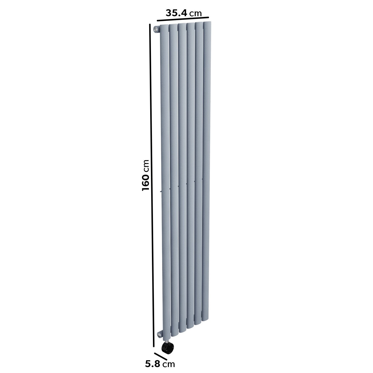 Light Grey Electric Vertical Designer Radiator 1kW with Wifi Thermostat - H1600xW354mm - IPX4 Bathroom Safe