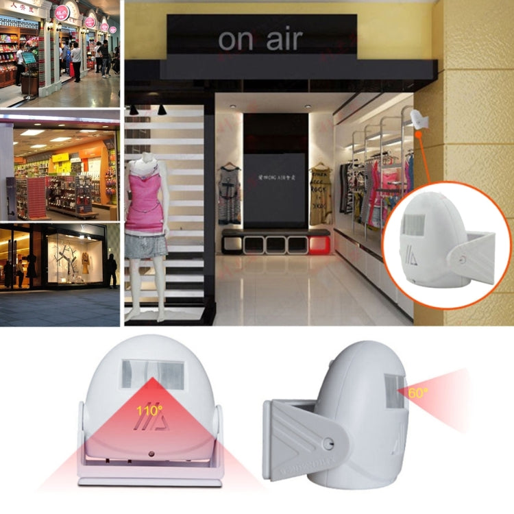 5301 Wireless Infrared Motion Sensor Welcome Alarm Intelligent Greeting Warning Doorbell, IR Distance: 10m, 5301 White