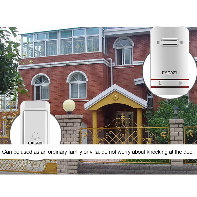 CACAZI V027G One Button One Receivers Self-Powered Wireless Home Kinetic Electronic Doorbell, UK Plug