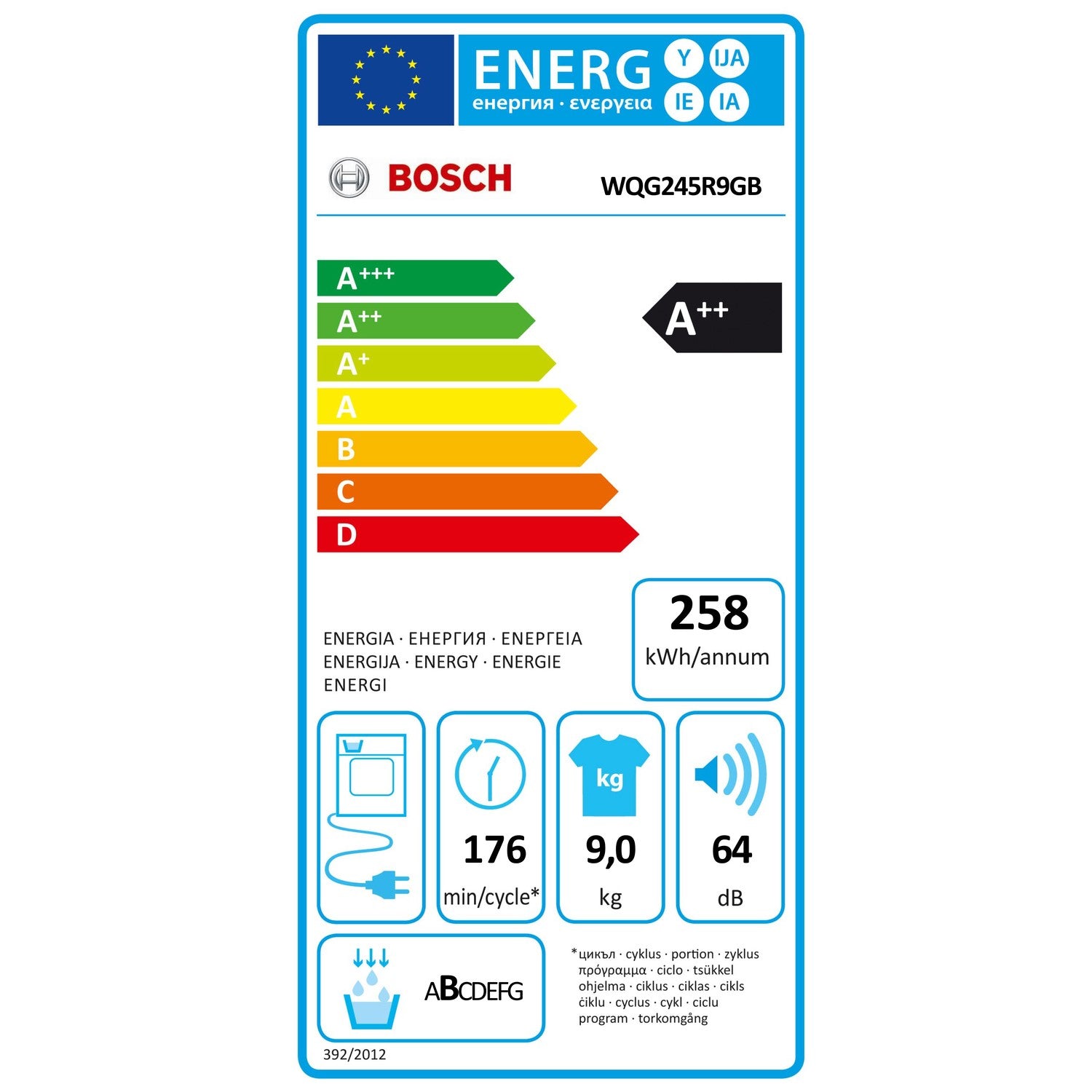 Bosch 9kg Freestanding Heat Pump Tumble Dryer - Graphite 