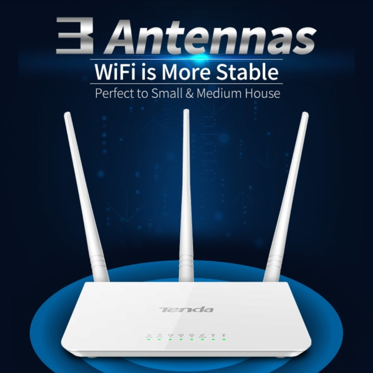 Tenda F3 Wireless 2.4GHz 300Mbps WiFi Router with 3*5dBi External Antennas, F3