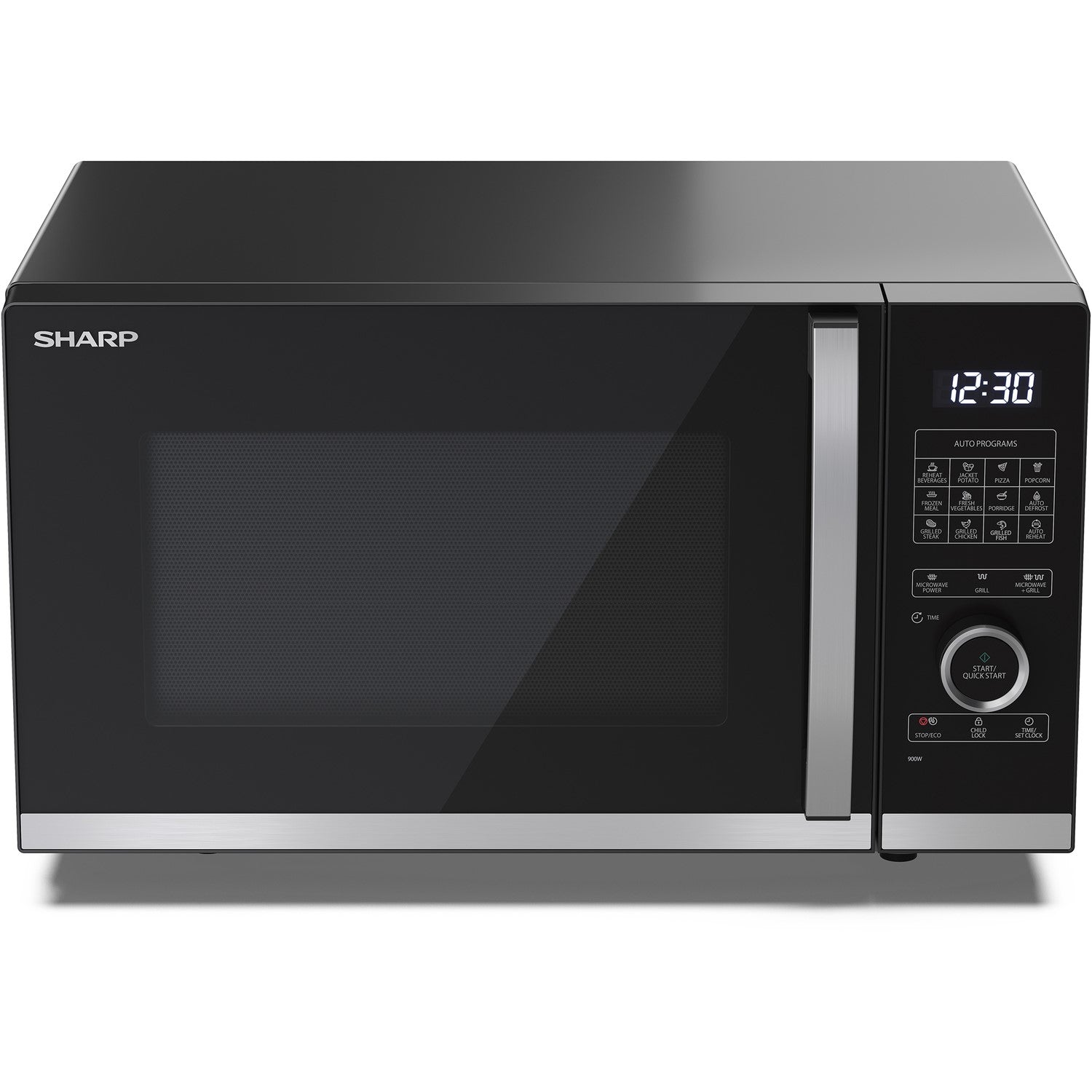 Sharp YCQG254AUB 25L Digital Flatbed Microwave with Grill - Black