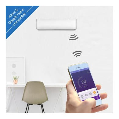 electriQ Easy-Fit 12000 BTU A++ WiFi Smart Wall-Mounted Split Air Conditioner with Heat Pump and  4.5-Meter Pipe Kit