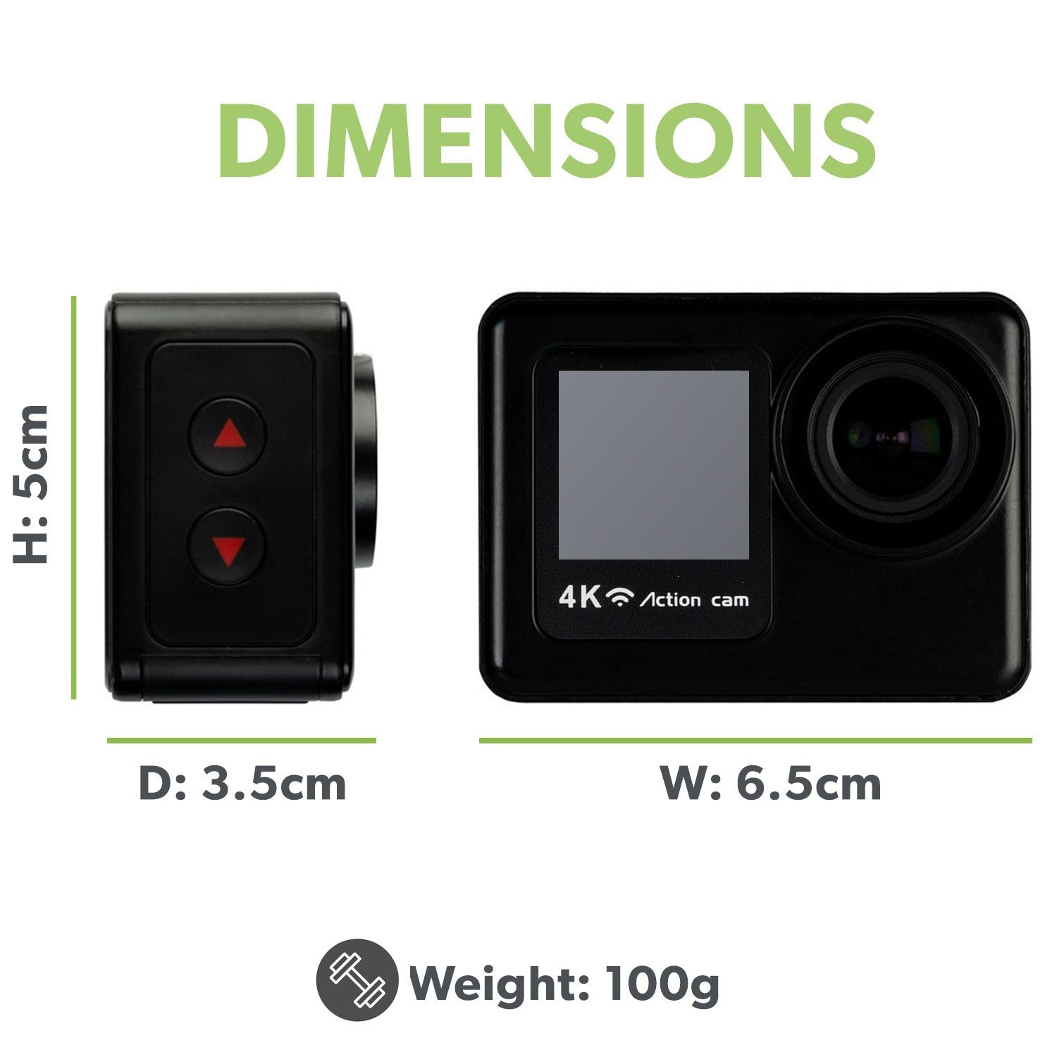 4K 60 FPS Wifi Dual Screen Waterproof Sports Action Camera - Anti Shake Technology and Full Accessory Kit