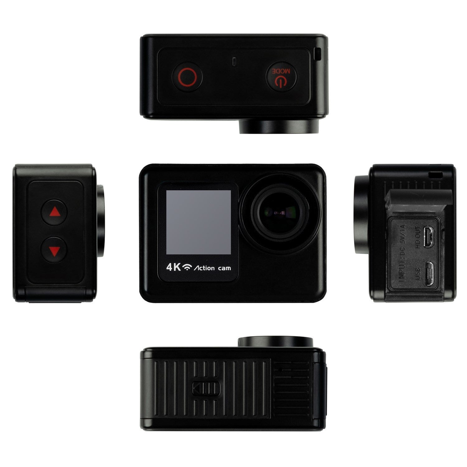 4K 60 FPS Wifi Dual Screen Waterproof Sports Action Camera - Anti Shake Technology and Full Accessory Kit