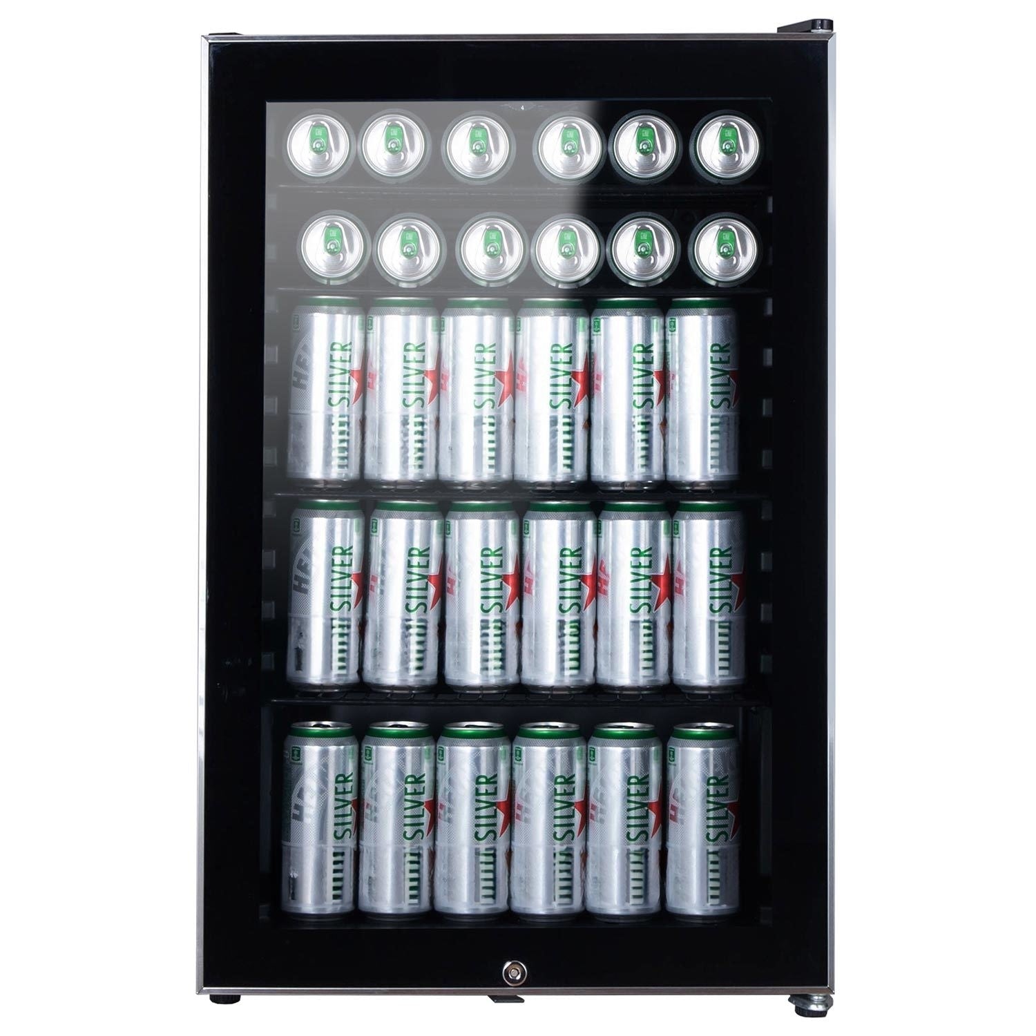 electriQ 115 Litre Drinks Fridge - Black with Stainless Steel Trim