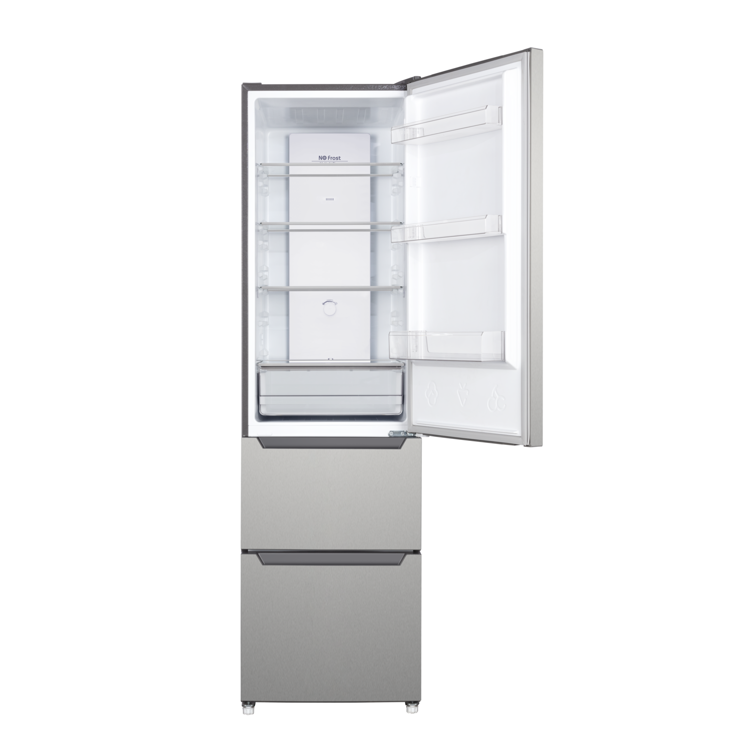 electriQ 282 Litre Multi Door Fridge Freezer with Total No Frost - Stainless Steel