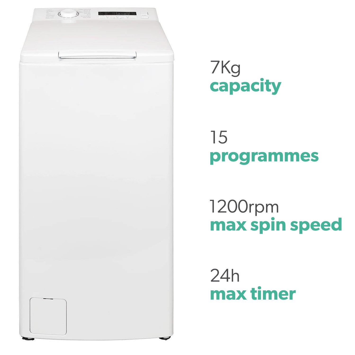 electriQ 7kg 1200rpm Freestanding Top Loading Washing Machine - White